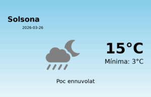 AEMET: El temps per a Solsona – 26 de Març de 2026