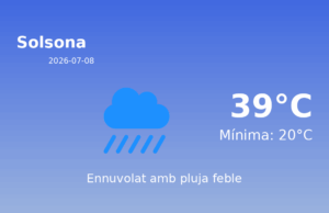El temps a Solsona avui, 8 de Juliol de 2026