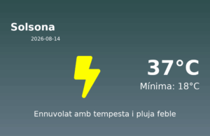 Previsió de l’AEMET a Solsona avui 14 de Agost de 2026
